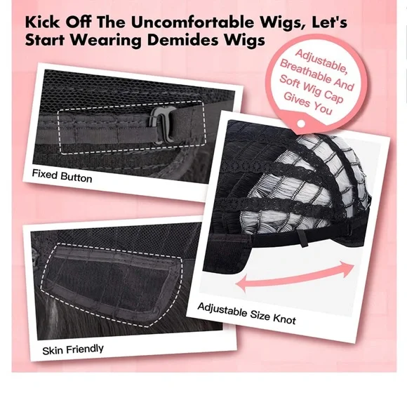 Demides Synthetic Hair Pink Wigs None Bangs 14 Inch Straight Ombre - Picture 2 of 5